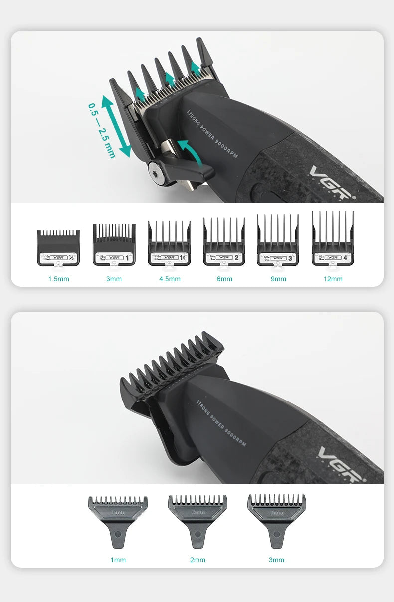 VGR Professional Hair Clipper V-640 S3 — 9000RPM Hair Cutting Machine & Beard Trimmer for Men