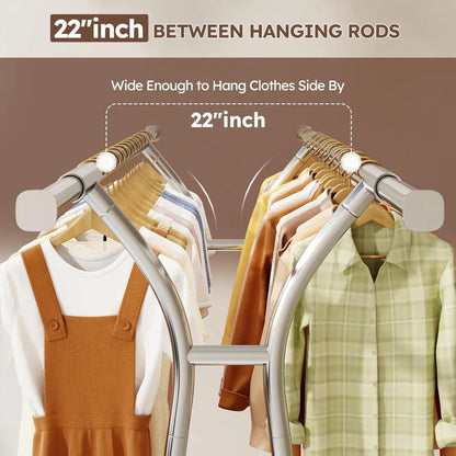 Heavy Duty 78" Rolling Clothes Rack with Shelves – Holds Up to 650LBS, Garment Rack for Hanging & Storage