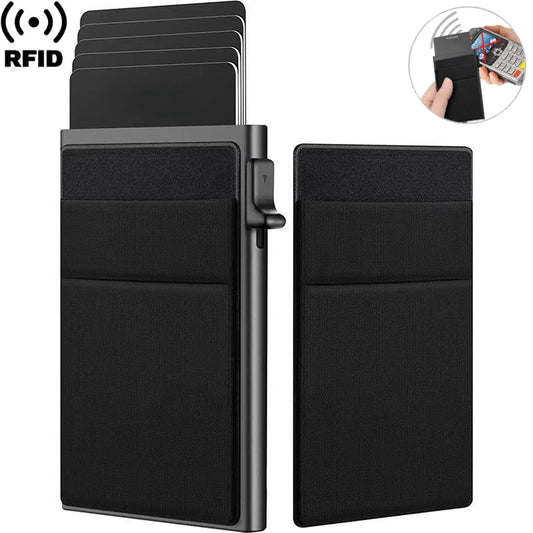 RFID Credit Card Holder for Men – Slim Minimalist Metal Wallet, Luxury ID Bank Card Case, Compact Carteras