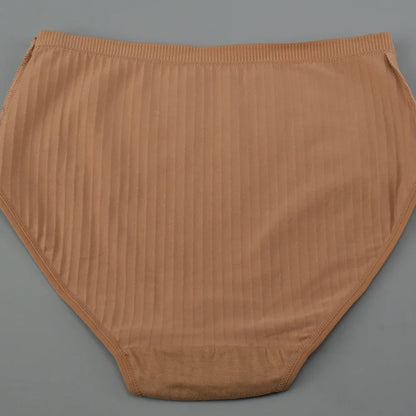 Soft High Waist Cotton Panties – Breathable Plus Size Women’s Underwear, Striped Lingerie Briefs