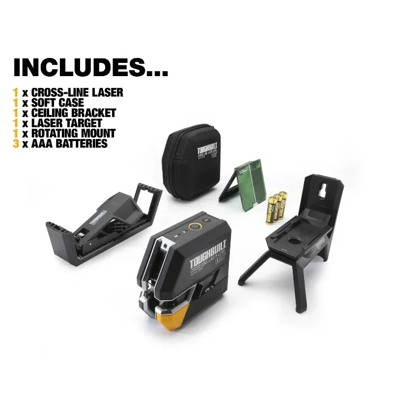 TOUGHBUILT TB-H2-LL-100-L2 Laser Level - 100-Ft Self-Leveling Green Beam Cross-Line Tool