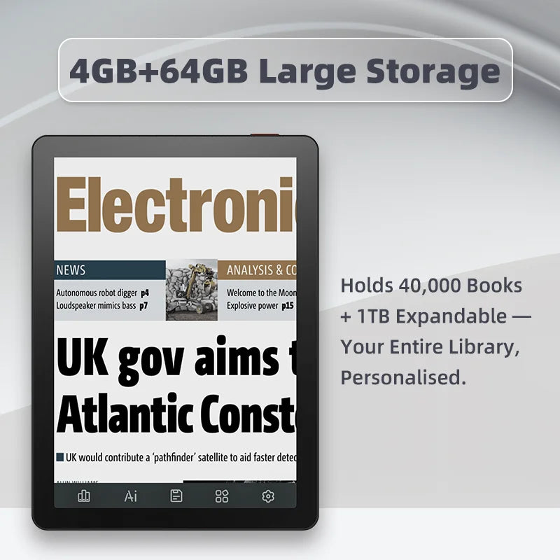 Bigme B6 6" E-Book Reader – E-Ink Display, 36-Level Front Light, Android 14, 4+64GB, Google Play