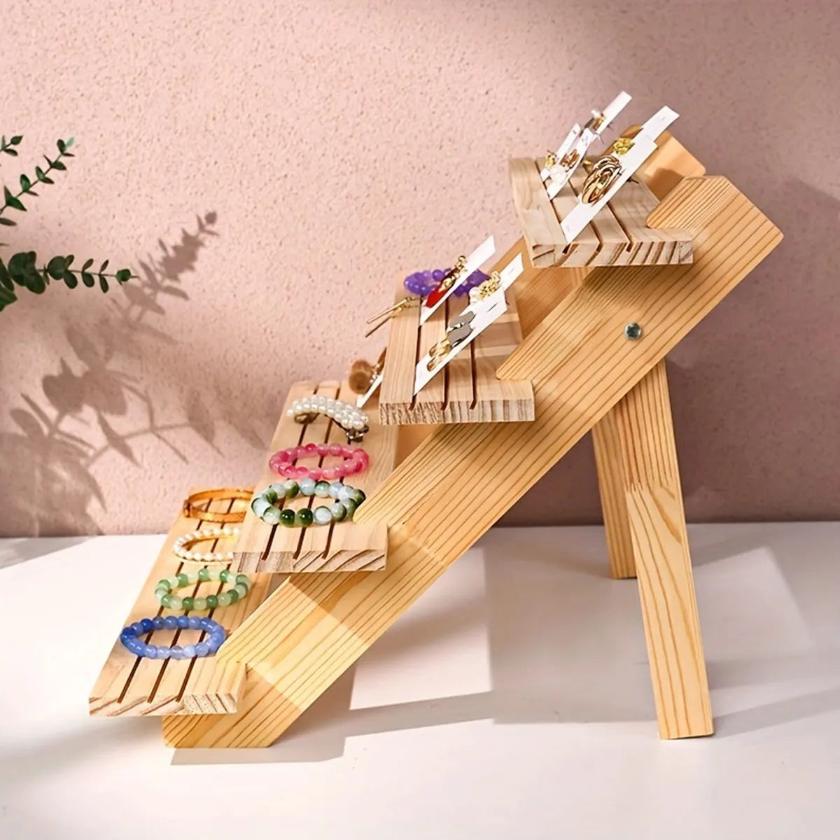 Wooden Display Rack – Ear Stud, Earrings, Perfume & Jewelry Organizer for Desktop