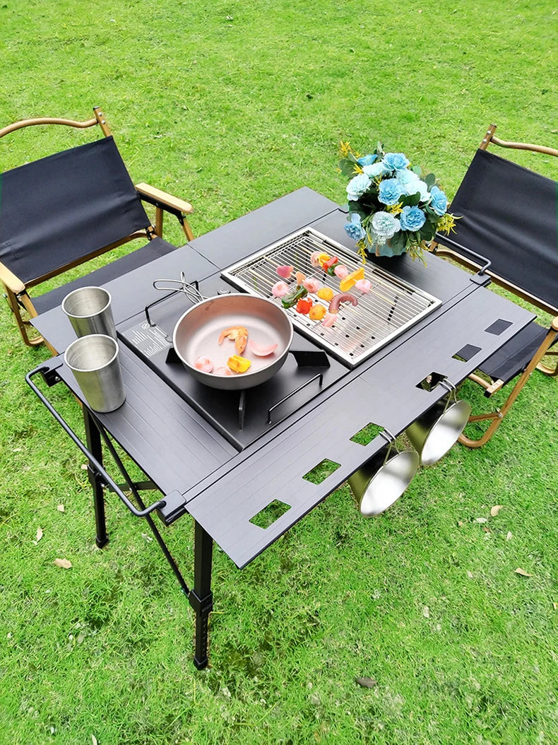 Lohascamping Folding Camping IGT Table – Lightweight Portable Roll Table with Adjustable Legs for BBQ, Desktop Burner & Backpacking