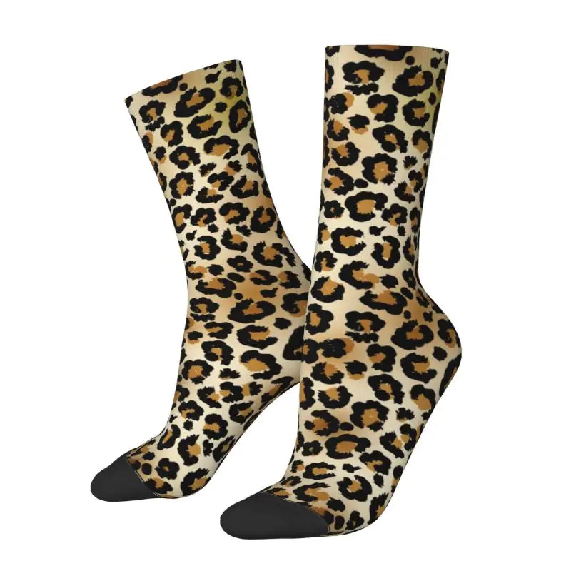 Custom Funny Leopard Print Socks – 3D Animal Cheetah Pattern Warm Sports Socks for Men & Women