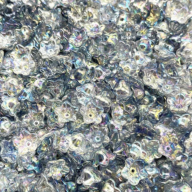 50pcs 7x13mm Gradient Acrylic Bellflower Beads - Flower Caps, Spacer Beads & Charms for DIY Jewelry Making