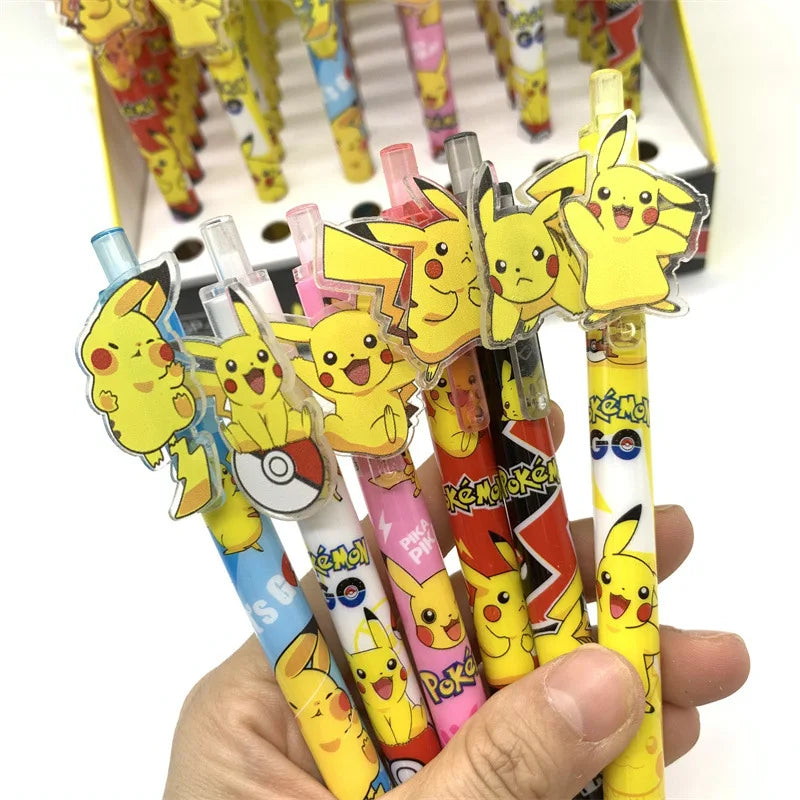 6pcs Pokémon Pikachu Gel Pens — 0.5mm Black Ink Anime Writing Pens for Office, School & Cute Gift Supplies