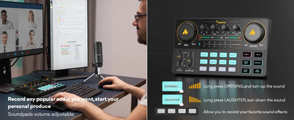 Maono AM200-S1 Microphone & Sound Card Set – MaonoCaster Audio Interface with Condenser Mic for Live Streaming, Recording on PC & Phone