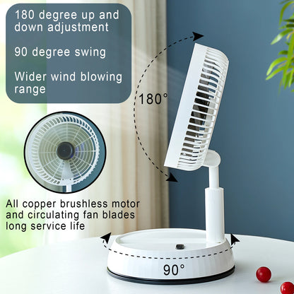 Portable Folding Fan - 6000mAh Rechargeable USB Remote Control Silent Floor Standing Fan