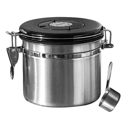 Stainless Steel Vacuum-Sealed Coffee Beans Jug – Airtight Portable Grain Storage Container for Kitchen
