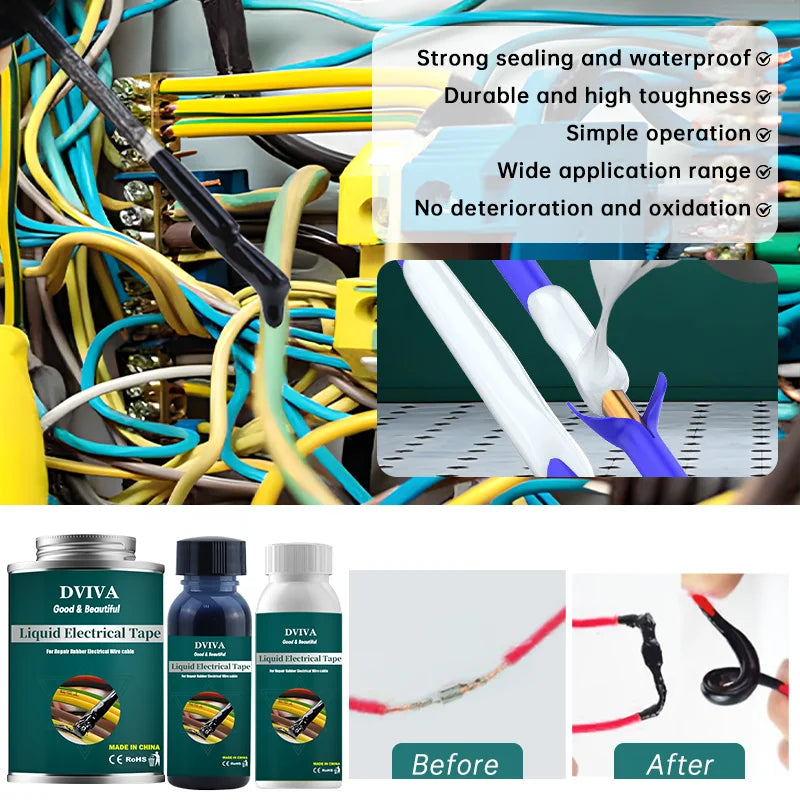 Liquid Electrical Tape Sealant | Insulation Paste & Fix Line Glue for Wires, Cables & Home Use