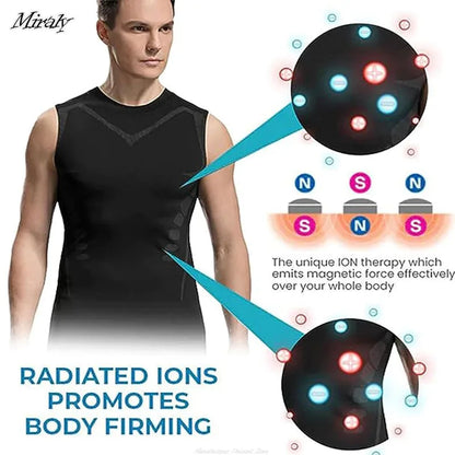 Ionic Shaping Vest for Men: Ice-Silk Slimming Compression Tank Top for Tummy Control and Fitness