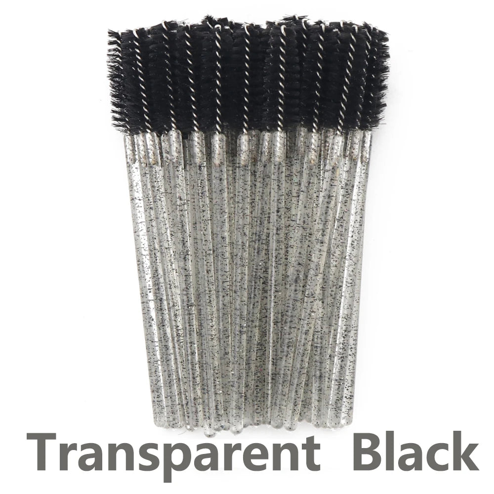 ANNAFRIS 50pcs Disposable Eyelash & Eyebrow Brushes — Soft Crystal Lash Extension Mascara Wands Makeup Tools