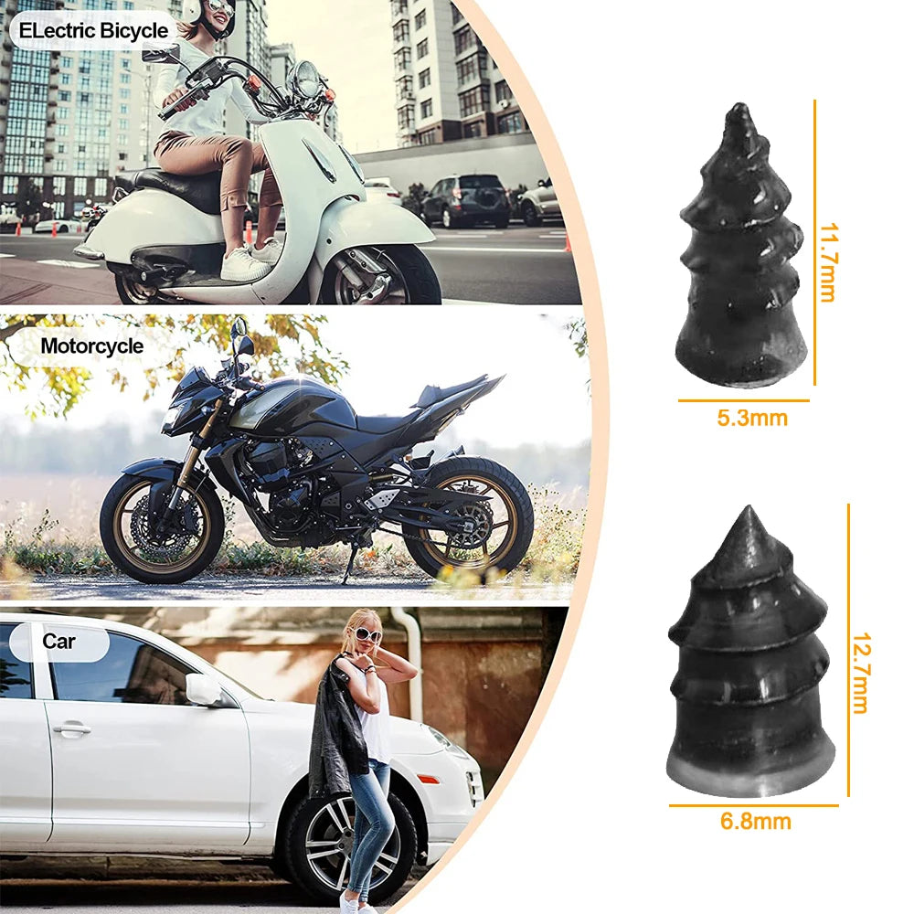 Vacuum Tyre Repair Nails | Tubeless Tire Puncture Repair Tools | Rubber & Metal Accessories for Car, Motorcycle, Truck, Scooter, Bike | 10/30Pcs