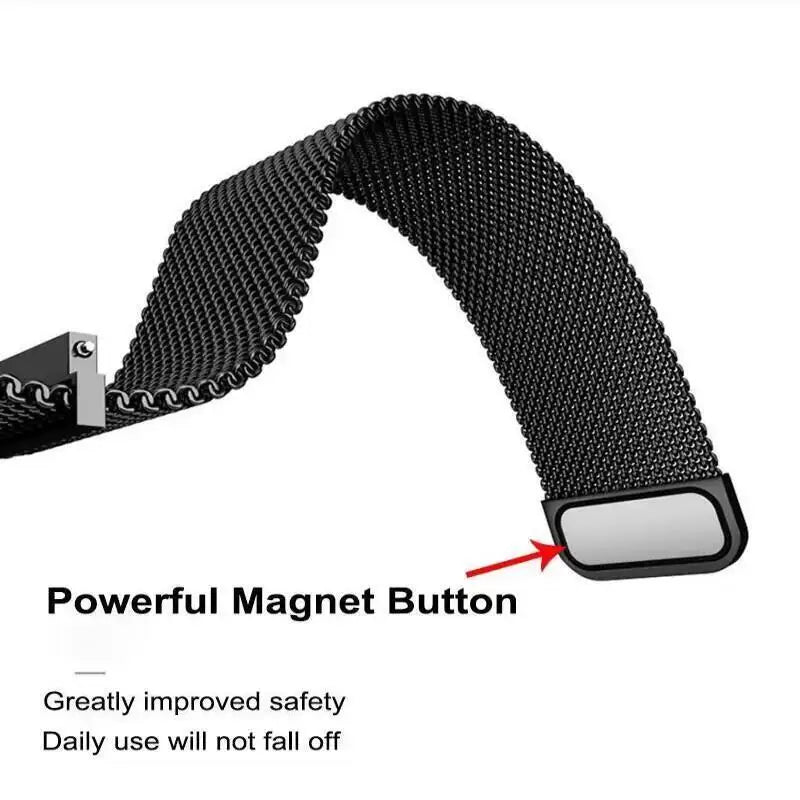 20mm/22mm Milanese Magnetic Loop Watch Strap – Compatible with Garmin Venu 2/3, Forerunner 55/158/165/245/255/265/645/745/965 Music