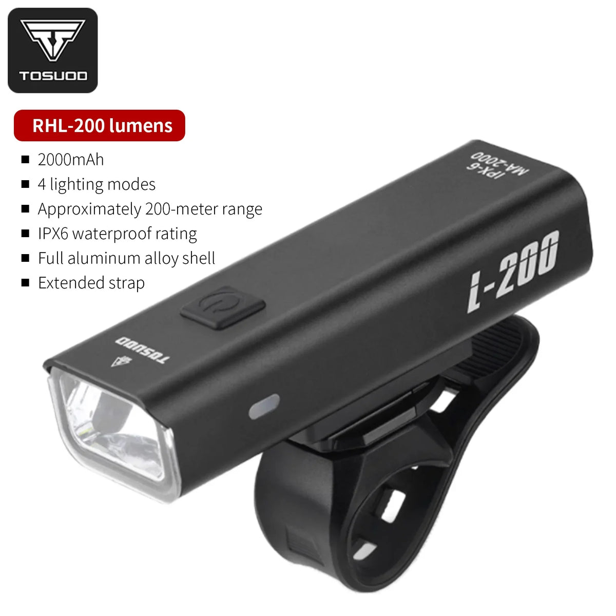 TOSUOD 1500-Lumen Bicycle Front Light - 4800mAh USB Rechargeable Splash-Resistant Cycling Lamp