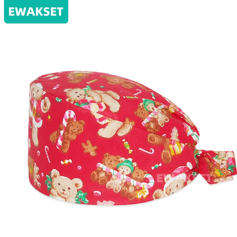 Unisex Soft Scrub Cap – Cartoon Print Surgical Hat for Men and Women, Operating Room Nursing Accessories