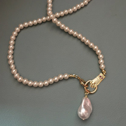 Luxury Pearl Necklace for Women - Adjustable Square Chunky Resin Statement Jewelry