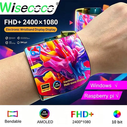 6.67 Inch Flexible AMOLED Display - 2K 2400x1080 Rollable Curved Screen for Raspberry Pi, AI Robots & Smart Wearables