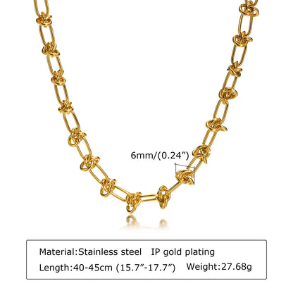 Chunky Gold-Plated Link Necklace — Stainless Steel Oval Chain Choker for Women, Minimalist Jewelry