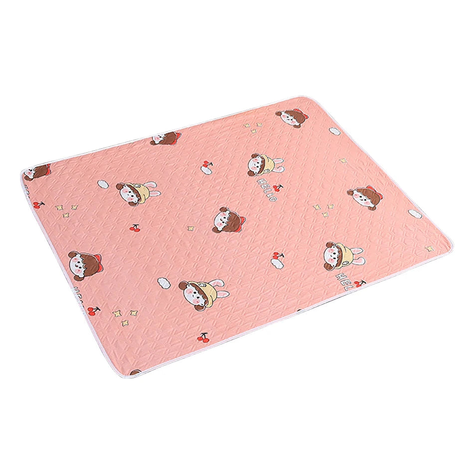 80x120cm 4-Layer Cartoon Dino Diaper Changing Mat – Waterproof Washable Pad for Baby Care & Menstrual Use
