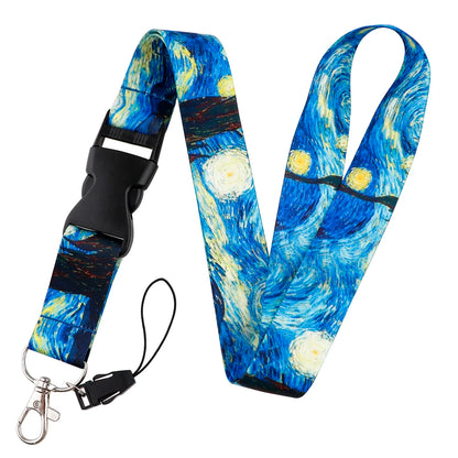 Van Gogh Starry Night Art Neck Strap Lanyard – Keychain Badge Holder for ID, Credit Card & Keys Accessories