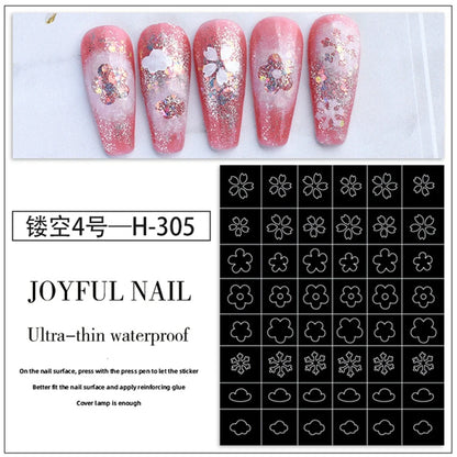 Hollow Nail Art Stickers – Spray-Painted Love & Butterfly French Pattern Decorative Decals for Nails
