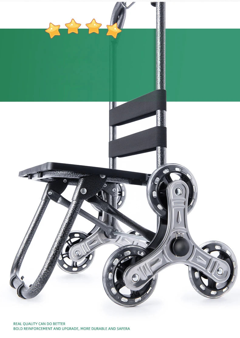 Lightweight Folding Grocery Shopping Trolley – Hand-Pull Stairs Climbing Cart for Household & Outdoor Travel