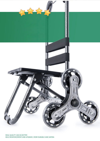 Lightweight Folding Grocery Shopping Trolley – Hand-Pull Stairs Climbing Cart for Household & Outdoor Travel