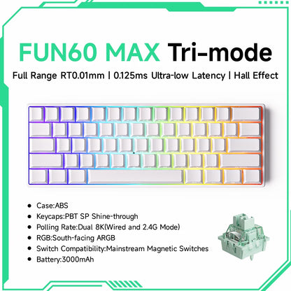 Akko MonsGeek FUN60 60% Mechanical Gaming Keyboard – Magnetic Switch, 8K Rapid Trigger, ARGB HE/TMR Custom Keyboard