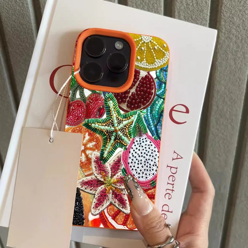 Retro Fruit Pattern iPhone Case - Shockproof Soft Silicone Protective Cover