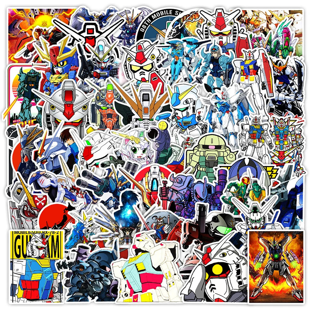 GUNDAM Anime Graffiti Stickers - 10/30/50-Piece DIY Decal Set for Skateboards, Laptops, Helmets, Phones and Luggage