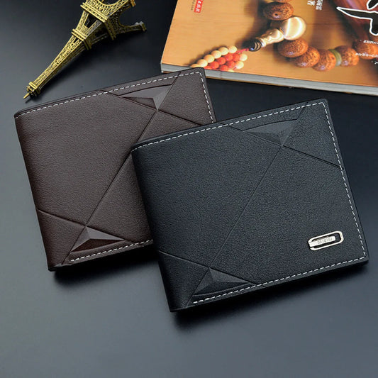 Men’s Slim Short Bifold Faux Leather Wallet – Credit Card & ID Holder Business Billfold Clutch Purse for Everyday Use