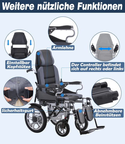 Electric Wheelchair for Adults — Folding Power Wheelchair with Large Support, Lightweight & Portable for Seniors
