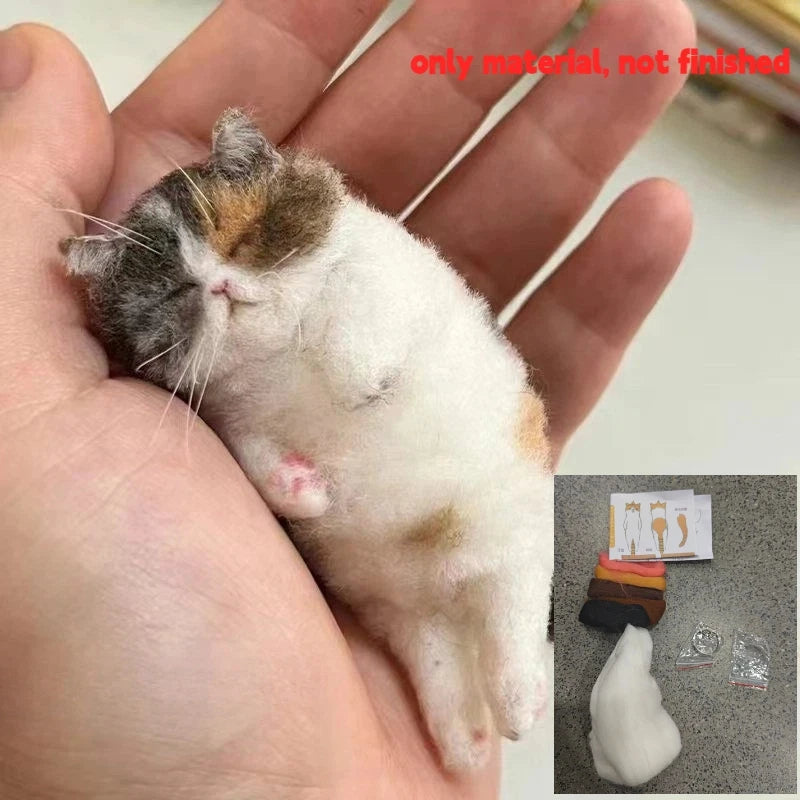 DIY Wool Needle Felting Kit - Handmade Sheep Felt Cat Craft Material Set for Beginners & Creative Gifts
