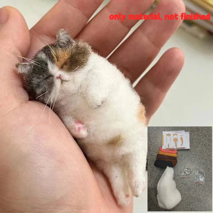 DIY Wool Needle Felting Kit - Handmade Sheep Felt Cat Craft Material Set for Beginners & Creative Gifts