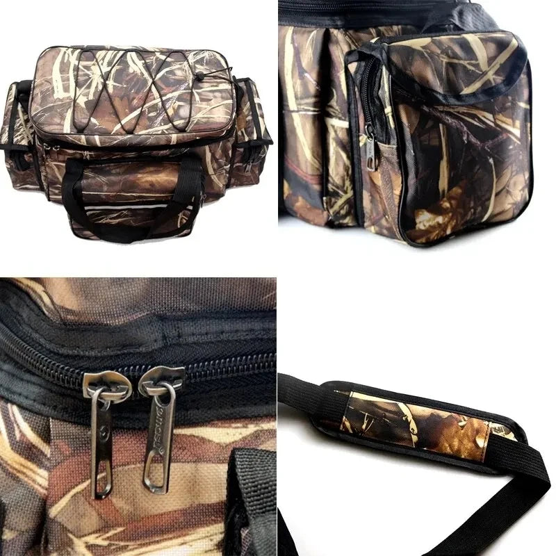 Large Waterproof Fishing Tackle Bag - Two-Layer Nylon Shoulder Bag for Outdoor Gear & Fishing Equipment