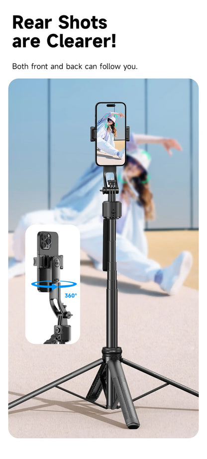 C17 360° Auto-Rotation Monopod – AI Tracking Tripod with Bluetooth Shutter, Fill Light & Wireless Selfie Stick for Phones