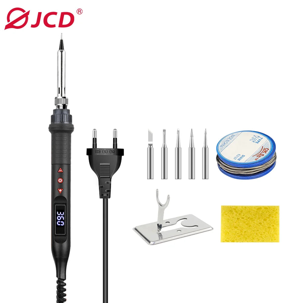 JCD Electric Soldering Iron - 60W/80W Adjustable Temperature Digital Display Welding Repair Tool Kit