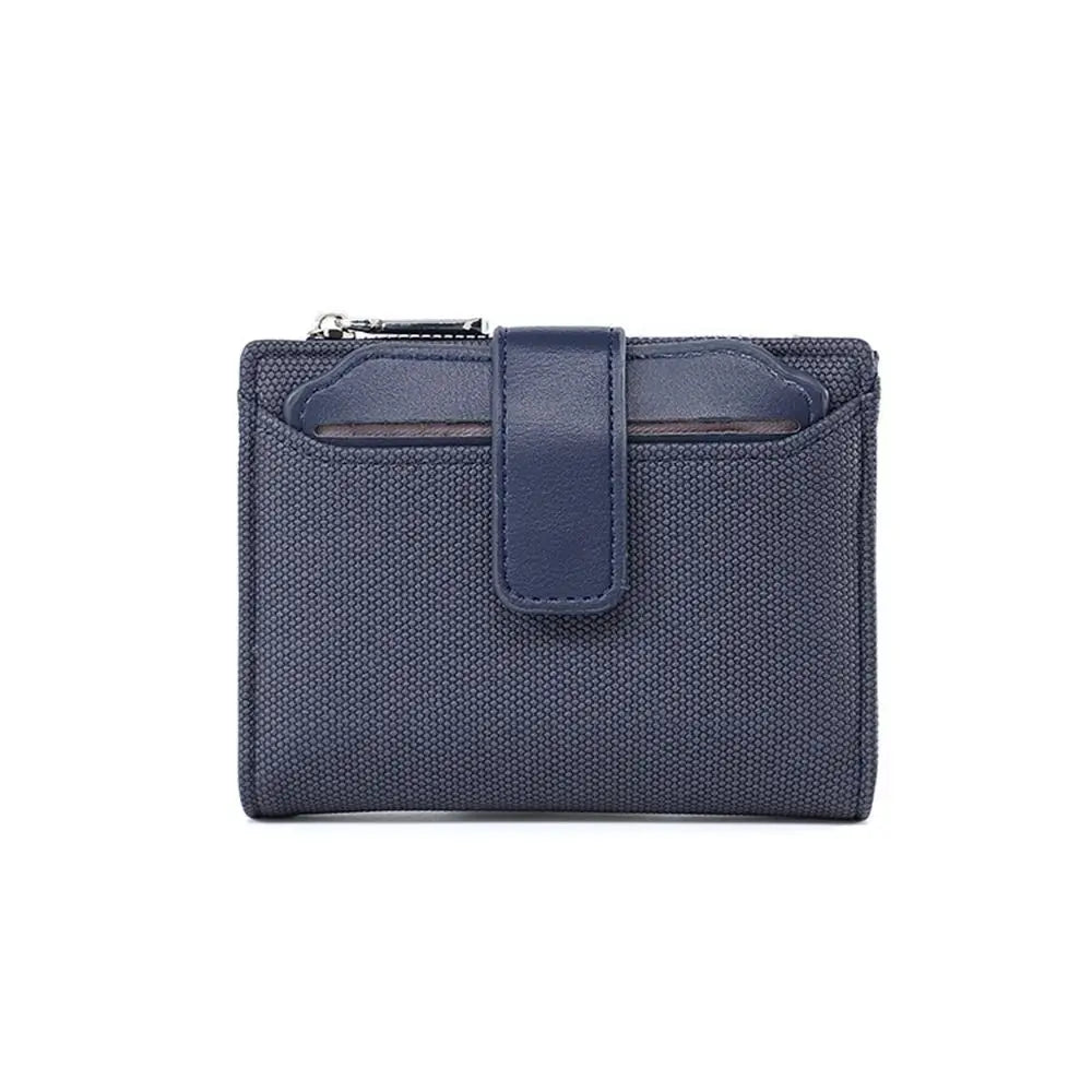 Fashionable Women’s Folding Short Wallet — High-Quality PU Leather Solid Color Purse with Zipper Coin Pocket & Card Holder