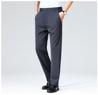 Plus Size Men's Business Suit Pants – Stretch Formal Dress Trousers | Classic Black for Big Men