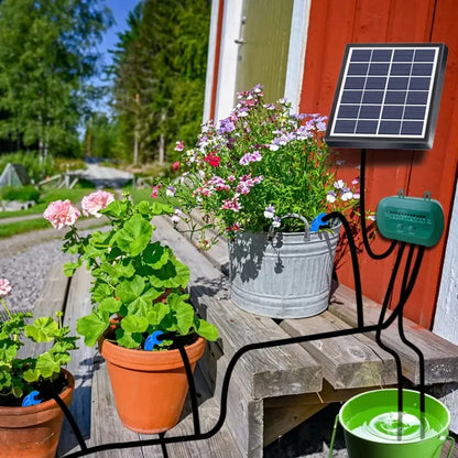 Solar Intelligent Irrigation Kit 6V 2W – Built-in 1800mAh Battery Automatic Timed Watering System for Potted Plants DIY Garden Care