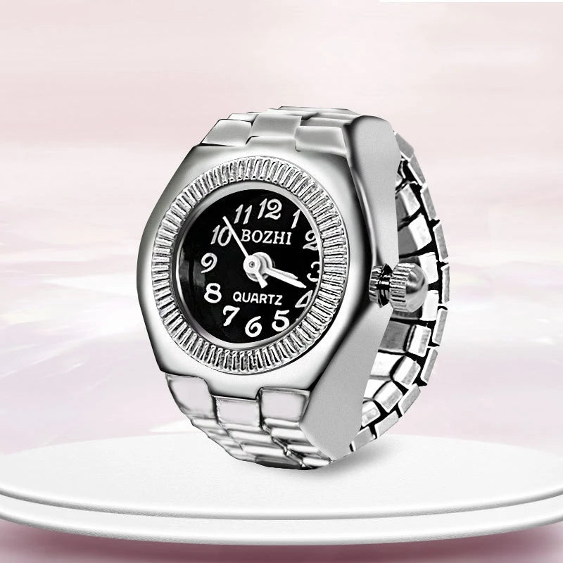 Creative Ring Watch - Alloy Finger Ring with Circular Dial for Men & Women