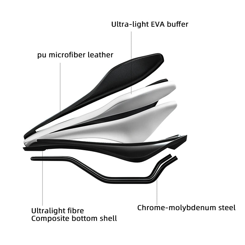 ENLEE Mountain Bike Saddle - Hollow Breathable Ultra-Light Steel Bow Seat Cushion for Road & Folding Bikes