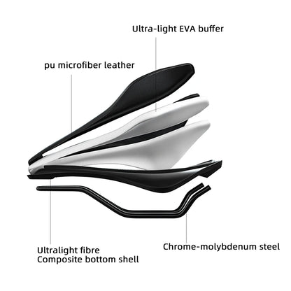 ENLEE Mountain Bike Saddle - Hollow Breathable Ultra-Light Steel Bow Seat Cushion for Road & Folding Bikes