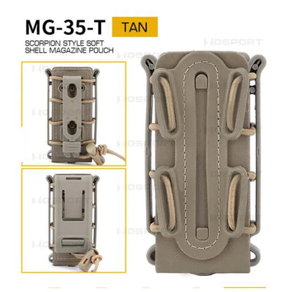 Tactical 9mm Single Magazine Pouch – MOLLE Clip, Quick Release FastMag Holder for P226, Glock 17/19, Beretta M9/PX4, Hunting Gear