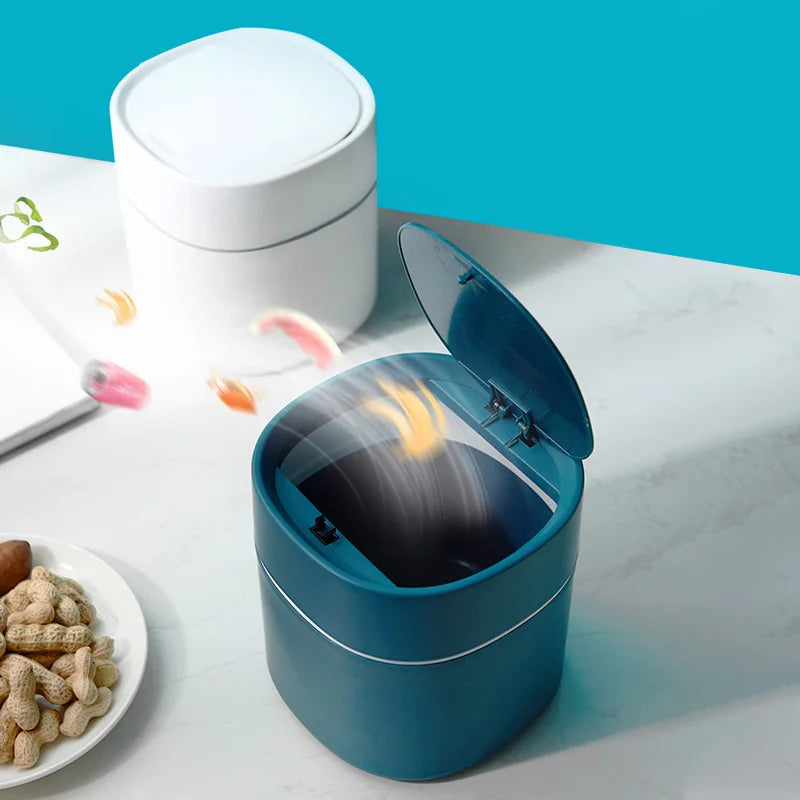 Mini Desktop Trash Can - Compact Plastic Waste Bin for Office, Bathroom & Home