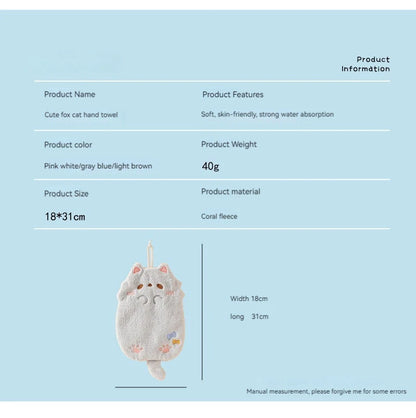 Cute Cartoon Tanuki Hanging Towel – Coral Velvet Absorbent Kitchen & Bathroom Towels, Thick Cloth