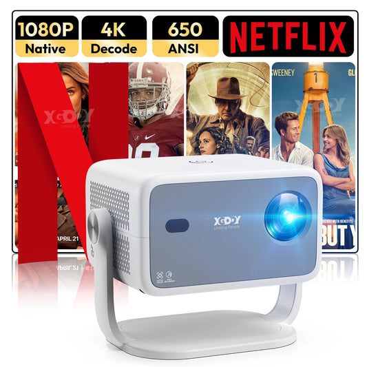 XGDOY 4K 650 ANSI HD Projector | 1080P Netflix, 5G WiFi, USB Beamer, 200'' Home Cinema for Smartphone & Tablet