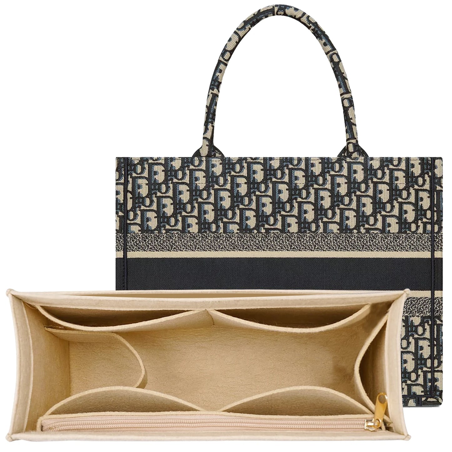 Premium Purse Insert Organizer – Felt Bag Insert with Multiple Pockets for Dior Book Tote & Small Bags